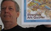 Dean with Jim Bohnhoff's Riverwalk Arts Quarter Map